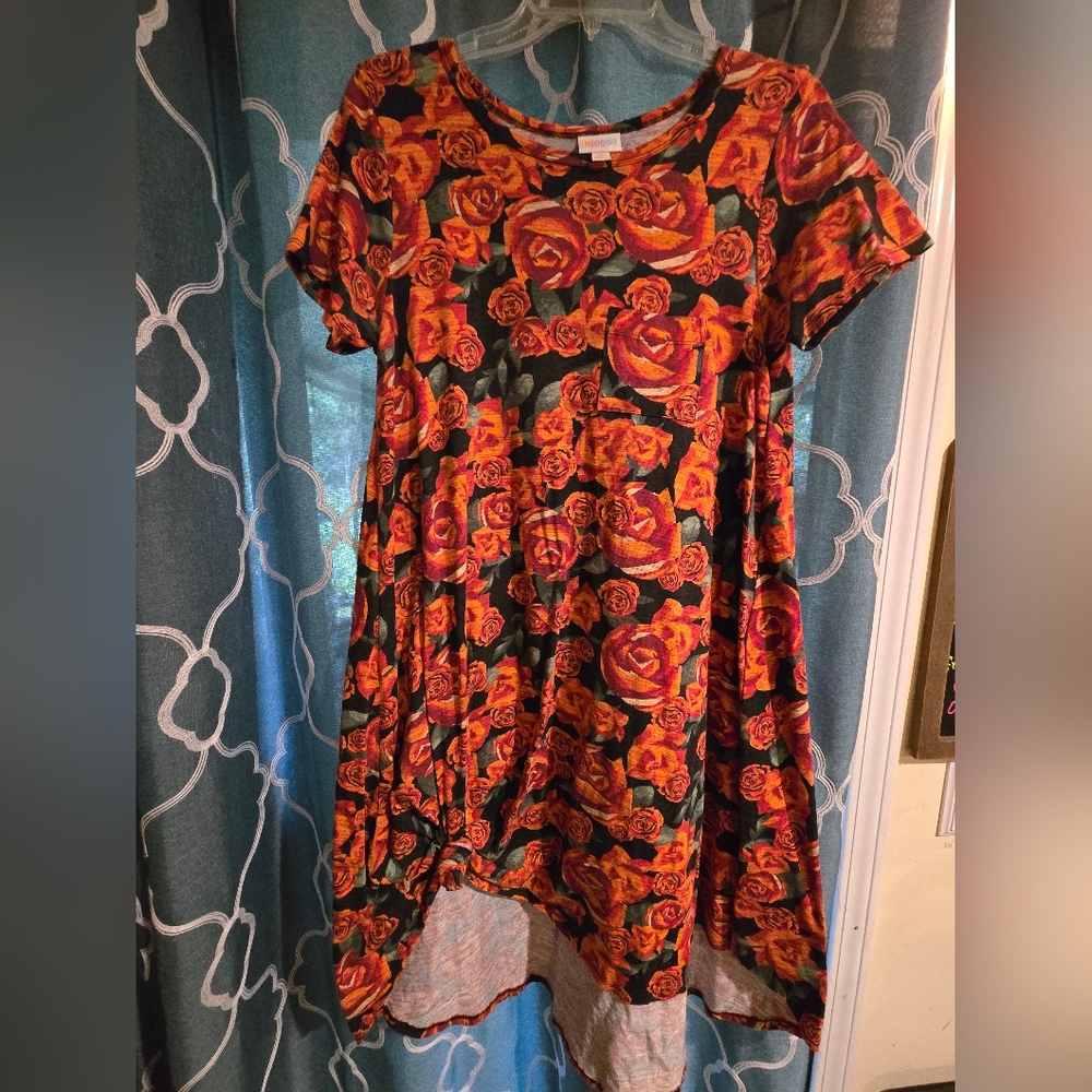 Orange Rose Print Lularoe Dress